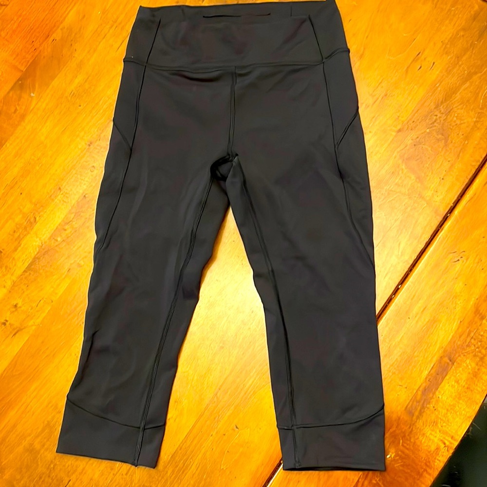 Lululemon black size 8 crop leggings, 23” inseam; nulu